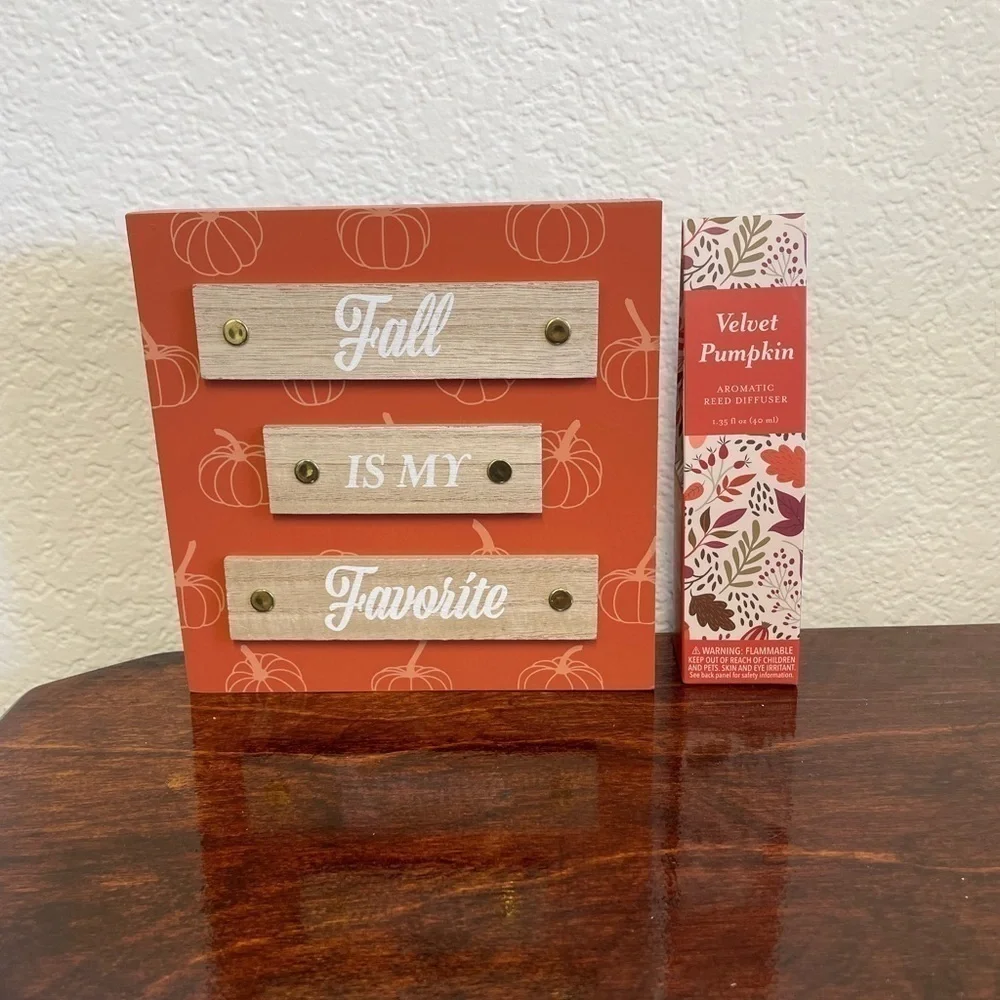 Fall Home Decor Sign and Pumpkin Scented Diffuser